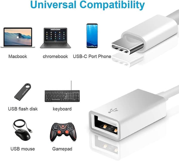2-pakning USB C til USB 2.0-adapter Type-C OTG-kabel Type C hann til USB A hunn-adapter