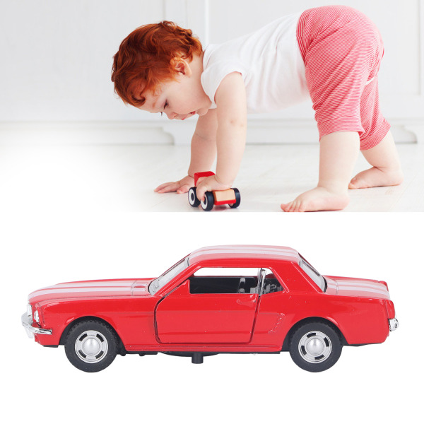 Retro bilmodel 1/32 skala træk tilbage legering klassisk køretøj legetøj med åbne døre til børn samlere rød