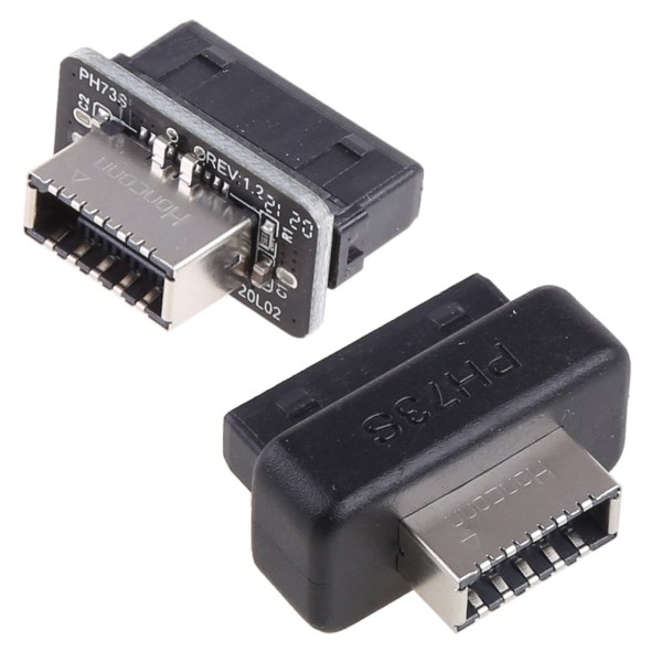 USB 3.0 intern header till USB 3.1/3.2 typ C front typ E adapter 20pin till 19pin converter för PC moderkortskontakt