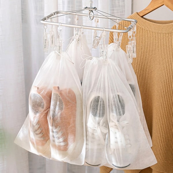 10 stk. Sko Opbevaringspose Garderobe Organizer Non-woven Rejse Porta Hvid 10stk 32*48cm White 10pcs 32*48cm