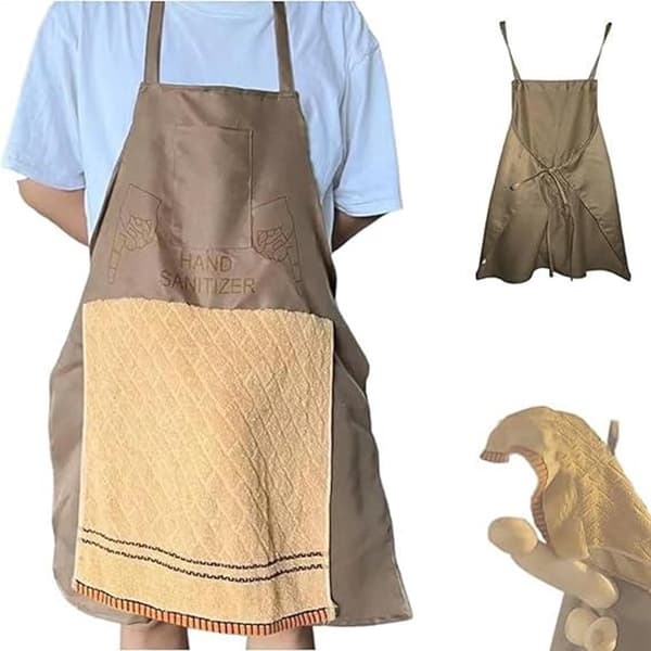 Roligt köksförkläde med handduksdesign, justerbar rem, hållbart polyesterförkläde för matlagning, bakning och grillning, 73x67 cm