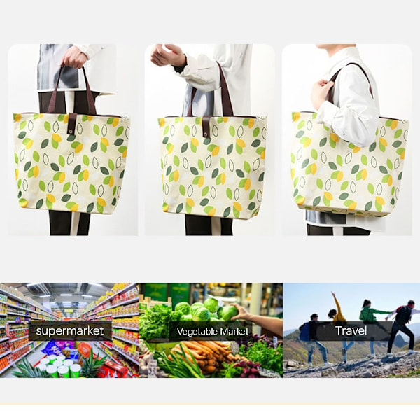 Tryckt Återanvändbar Vikbar Handväska Shoppingväska Diverse Förvaring Axelväska Style-1
