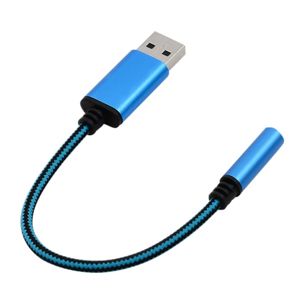 2 i 1 USB til 3,5 mm hovedtelefonkabeladapter USB han til 3,5 AUX lyd hun-stik til Apple til Beats hovedtelefonadapter Blå 1m Blue 1m