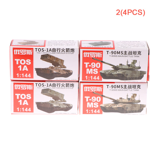 For pojkar 1/4PCS 1/144 T-90MS Tankmodell TOS Military Fighting Multicolor 4PCS Multicolor 4PCS