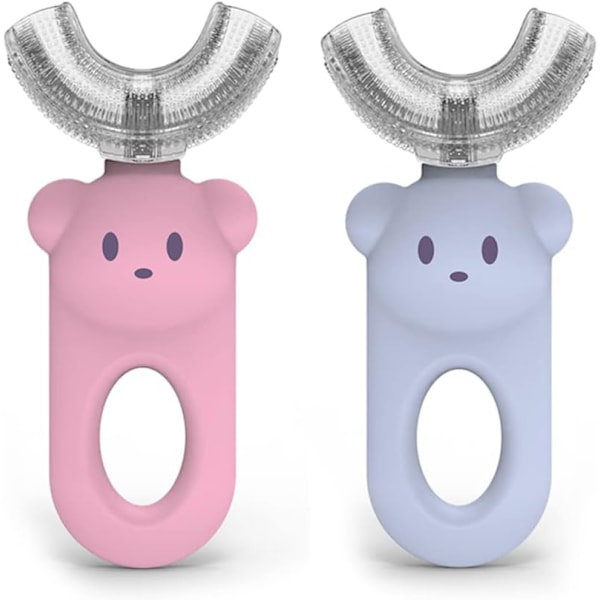 U-formad barntandborste för 2-6 år, 2-pack, 360 Mjuk Siliko