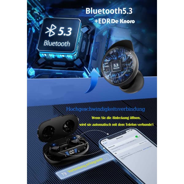 Bluetooth-headset, aktiv støjreduktion, LED-display