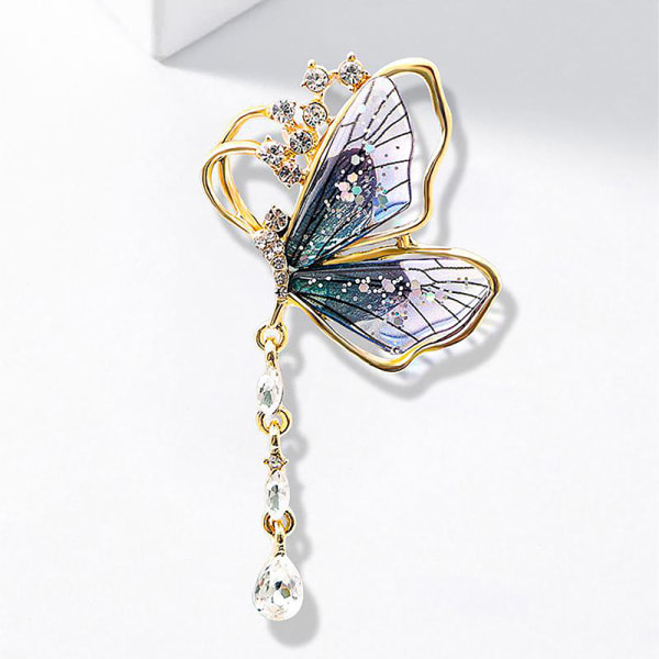 Gennemsigtig Butterfly Tofs Brosche All-match Insekt Brosche Sui Blå one size Blue one size