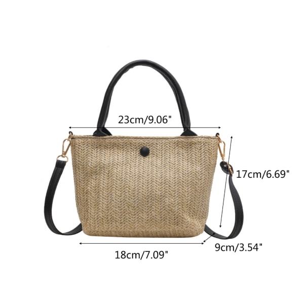 Kvinde Halmaxelväske Stor Kapacitet Crossbody-taske Håndvævet Håndtaske Trendig Messenger-taske Mode Sommer Strand-Taske Hvid