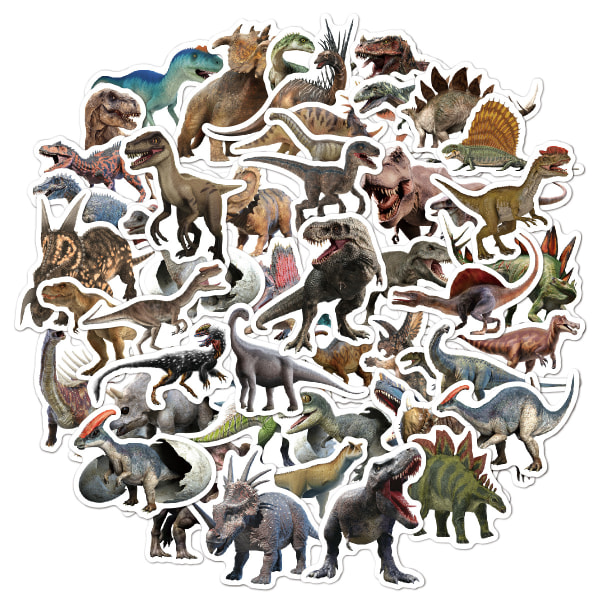 Jurassic Dinosaur Stickers 100 - Matkalaukku, Rullalauta, Kannettava tietokone, Vedenpitävät lasten dinosaurus-tarrat 50pcs