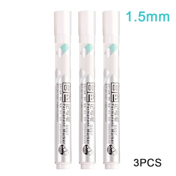 1/3 st White Marker Pen Tire Pen Waterproof Highlight Pen 1,5 mm 3ST