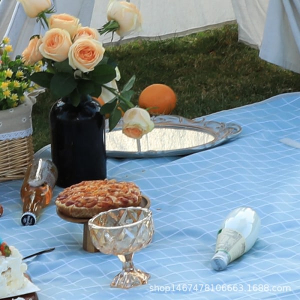 Picnic Tæppe, Strandtæppe, Fugt Tæppe, Blå Mesh, 1,4*1,5m