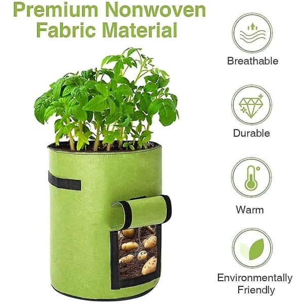 4-pack 7 gallons odlingsväskor för tomater, jordgubbar, grönsaker. Trädgårdspotatis odlingsväskor växt