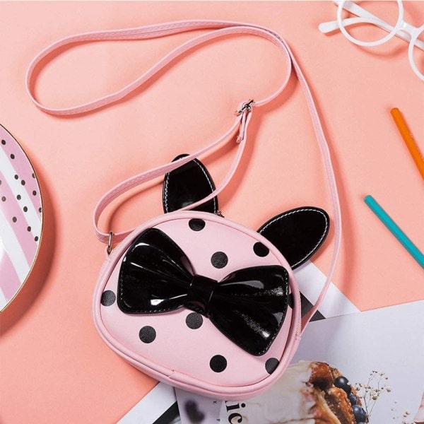 Sløyfe håndveske for små jenter Polka Dot Søt (rosa og svart)