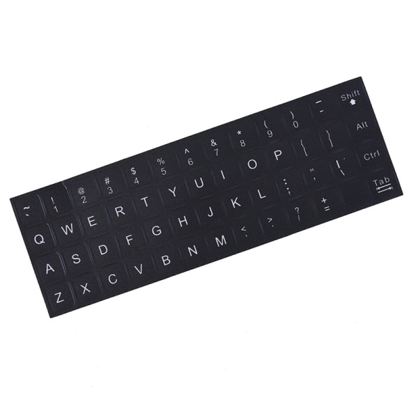 Engelsk tangentbordsersetningsdekaler vitt på svart Any PC Com Black Light Black Light