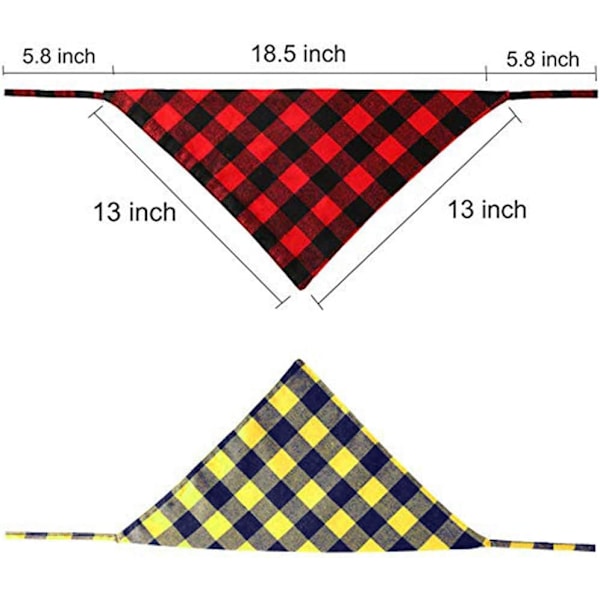 3-pakkaus Klassinen Ruudullinen Koiran Bandana-setti Pienille Keskikokoisille ja Suurille Lemmikeille