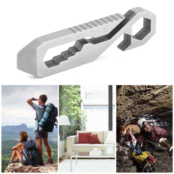 Nøglering i Rustfrit Stål Multiværktøj 8 i 1 EDC Gear Udendørs Udstyr Fladskruetrækker Hex Nøgle 5/6/7/8mm