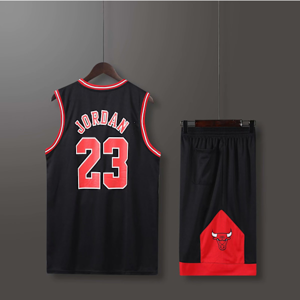 Michael Jordan NO.23 Basketbollströja Set Bulls Uniform för barn, vuxna svart black 24 yards (130-140cm)