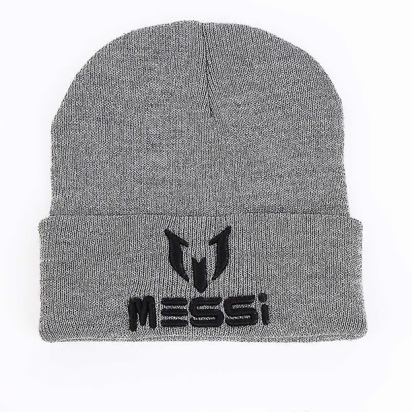 Chomel Ny Fotball Messi Fans Lue Kvinner Menn Skullies Svart Grå Kvinner Beanie Hvit Lue Beanies Varm Strikket Lue Cap Gorros-Säljer GRÅ