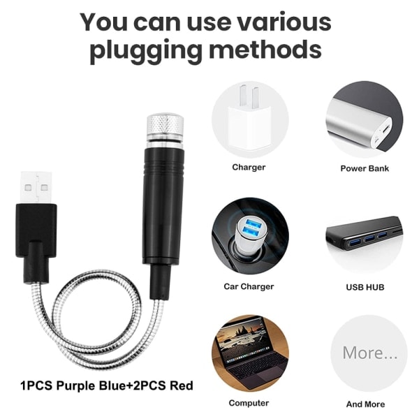 USB nattlampe, stjerneprojeksjonslampe, egnet for