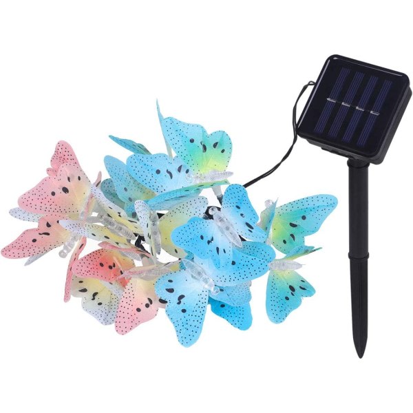 20 LED Butterfly Solar String Lights 4,8M Multicolor Vattentät