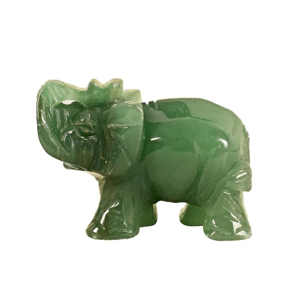 3,8 cm hand snidad konstgjord grön aventurin Jade sten elefant staty dekor