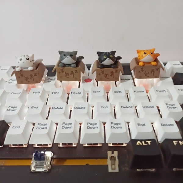 ABS til Cat Custom Cartoon Anime Keycap Baggrundsbelyste tastaturhætter i bund Passer til Cherry MX Mekanisk tastatur til Key Cap Childre Hvid