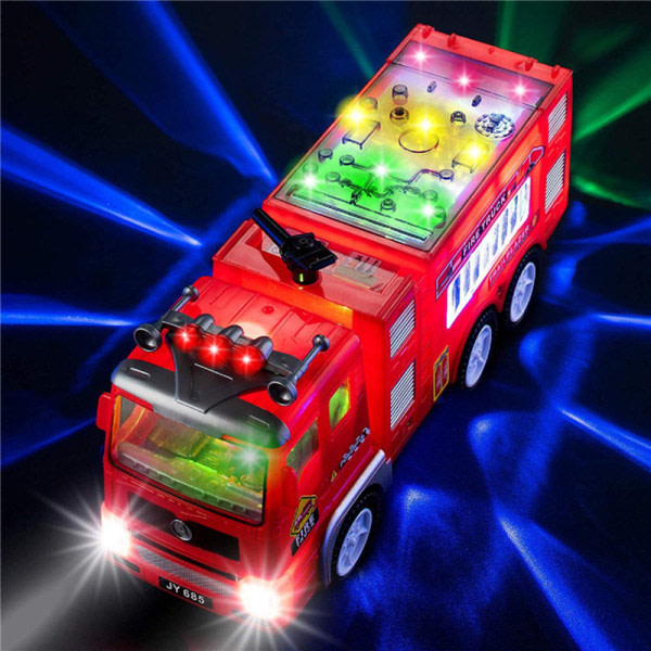 Elektrisk brandbil barnleksak med lampor låter brandbilleksak Red one size Red one size