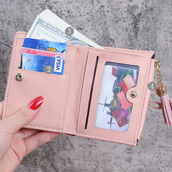 Kort plånbok Damplånböcker Dragkedja Mode PU Paneled Wal A3
