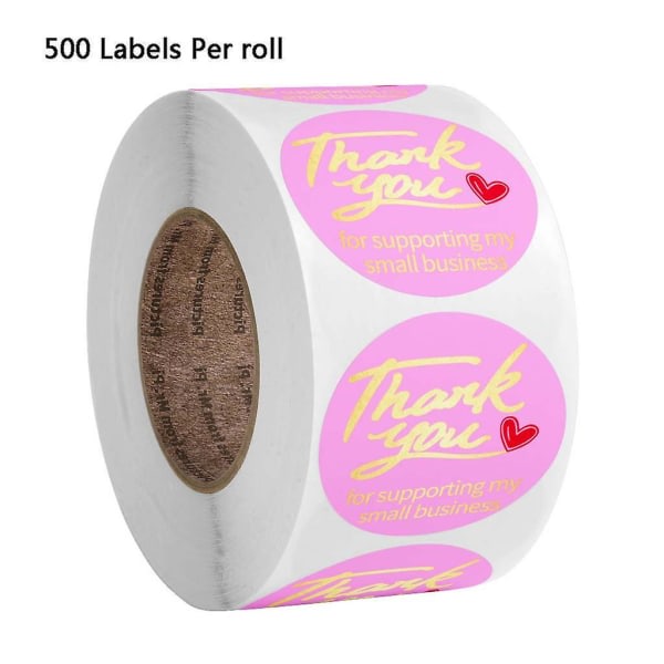 500 st/rulle Rosa Tack för att du stödjer mina småföretagsklistermärken Bröllopspresentpaket Sigill Etiketter Scrapbooking gör det själv