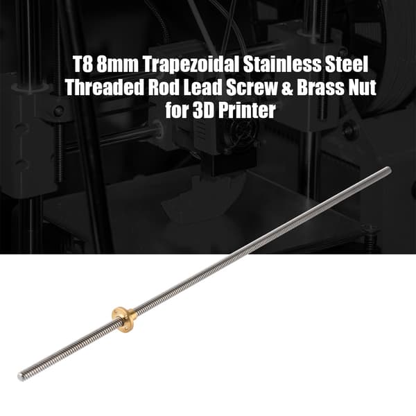 T8 8mm Trapezformet Spindelmøtrik Rustfrit Stål 500mm til 3D Printer 0.1