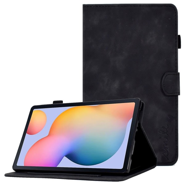 For Samsung Galaxy Tab S6 Lite P610 / Tab S6 Lite (2022) Ensfargede stativ-etui med trykte mønstre Anti-ripeskall Svart