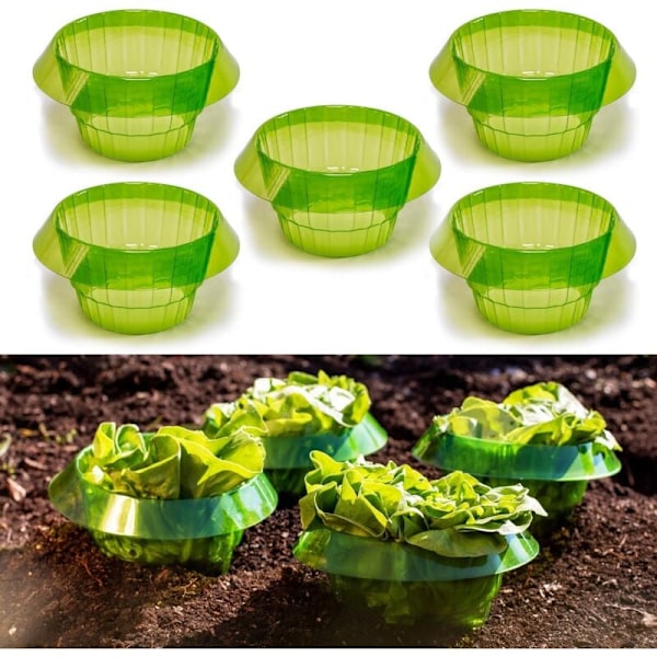 Plantebeskyttelsesringe, 5 stk., Anti-sneglebarriere, Salatklokke, Plastikkrave til planter