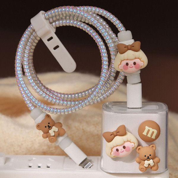 IPhone13 e Cartoon 3D Lille Bjørn Jente IPAD PD20W Lader USB P A4