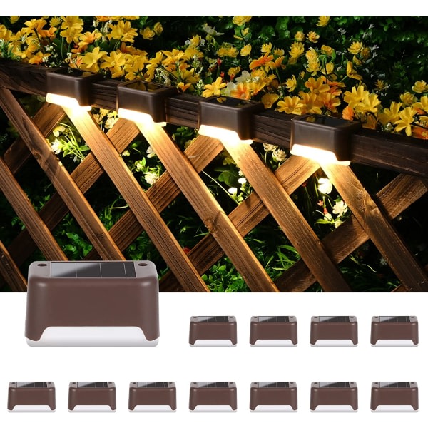 12-pack vattentät solcellslampa för däck, trappor, staket, gård, P