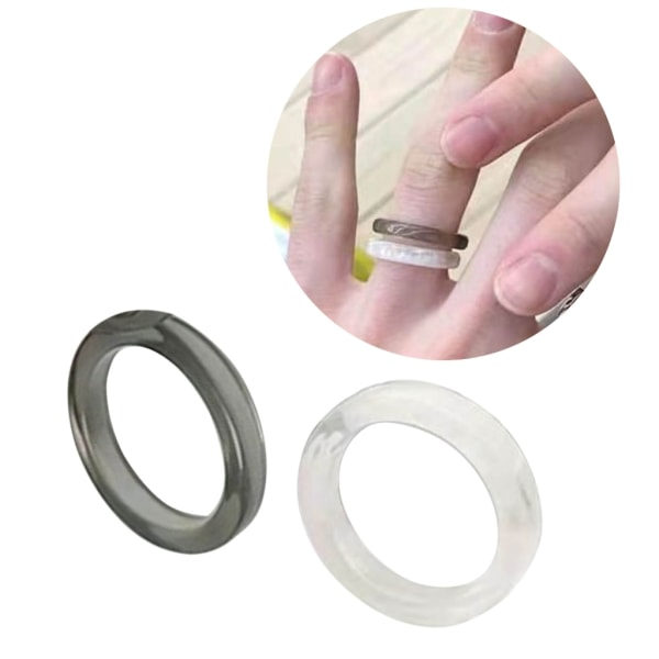 2x Akryl Söta Ringar Set Färgglada Ringar Transparenta Staplingsringar Estetisk null - B