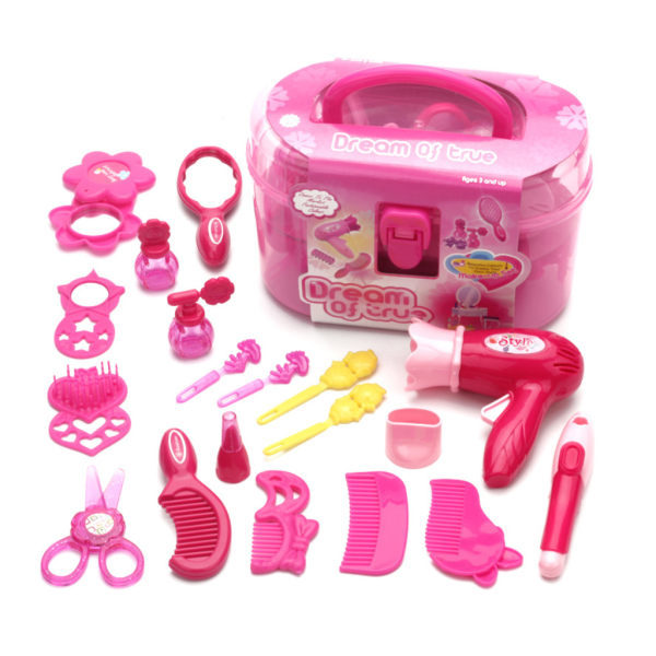 Barn låtsas för att leka Kid Make Up Toys Set Frisörsimulering Cosmetic