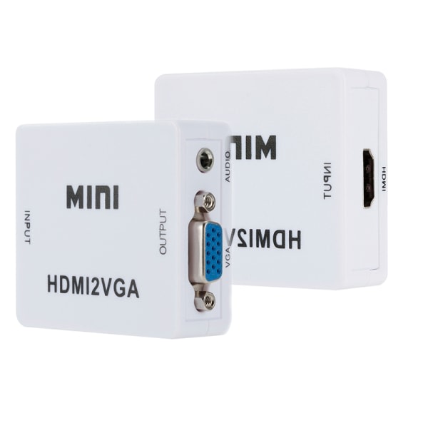 VGA till HDMI Full HD Video 1080P Converter Box Adapter För PC La White one size White one size