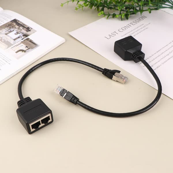 Ethernet Splitter RJ45 1 han til 2 hun LAN Ethernet-kabel 31cm