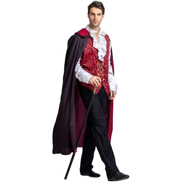 Renässans & Medeltida Läskig Deluxe Vampyrkostym För Halloween Män Rollspel Synder & Cosplay RED XXL