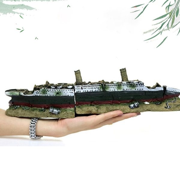 Akvariumdekorasjon - Synkende Titanic-modell - Skipsvrakspynt - N Grønn OneSize Green OneSize