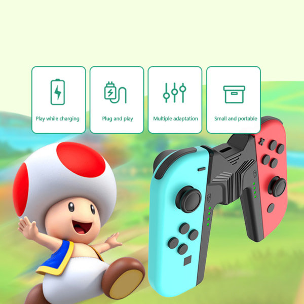 Kontroller Venstre og Høyre Hurtiglading Grip V-formet Trådløs Spillkontroll med 3,5 mm Lydkontakt for Switch OLED-konsoll B