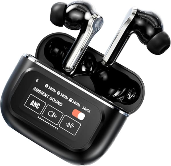Trådlösa Bluetooth-hörlurar med brusreducering, touchkontroll, dynamisk textdisplay