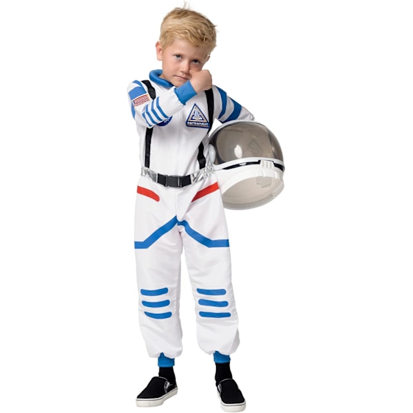 Halloween Unisex Vit Astronautdräkt Barn, NASA Pilotdräkt med Hjälm, 3T-L (3-12 År) Toddler (3-4 yrs)