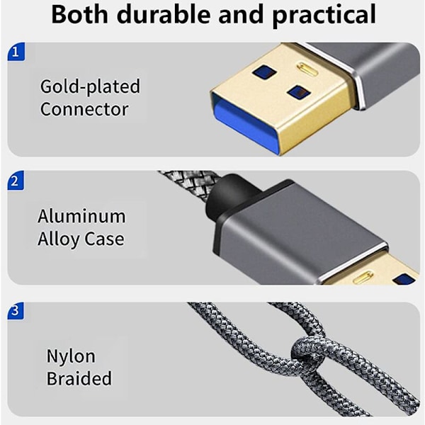 1M USB 3.0 Han til Hun Forlængerkabel til PC, TV, Dataoverførsel