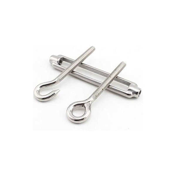 10 stk. M4 Kroker og Øyer, C til O Strekkfisker, 304 Rustfritt Stål, Kraftig Strammeskrue Wiretau Hardware Kit, for Solskjerm, Telt Markiseinstallasjon