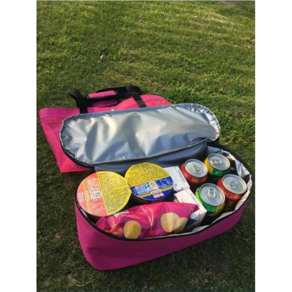Oppbevaringsveske Picknick Strandveske, Dobbel Mesh Strand Picknick Veske Kjøleveske Termisk Veske Roserød
