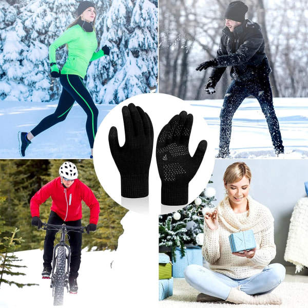 Vinter stickade handskar för män och kvinnor, pekskärm handskar mjuka