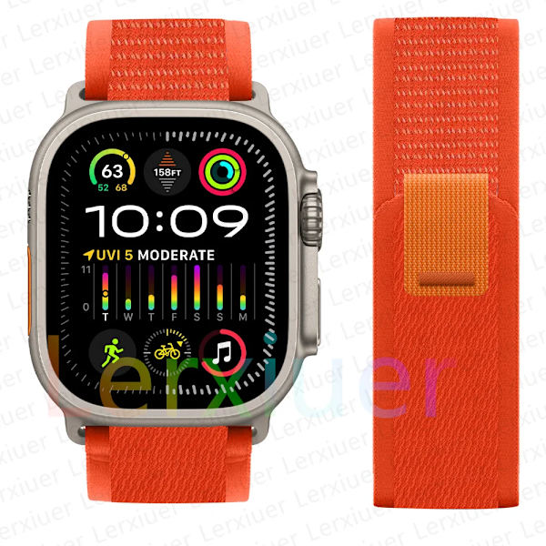 Trailrem för Apple Watch Ultra 2 band 49mm 44mm 45mm 40mm 41mm 38mm 42mm 45 44 mm armband iWatch series 8 9 7 6 5 3 se orange red orange red 42 44 45 49mm