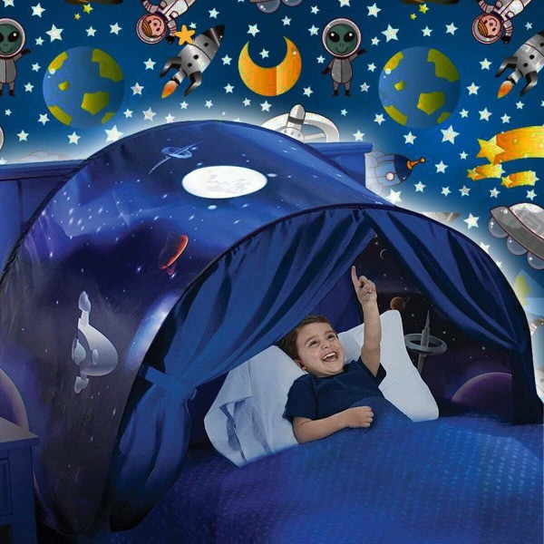Barnsängtält, Space Bed-tält for pojkar, Pop Up Kids lektält