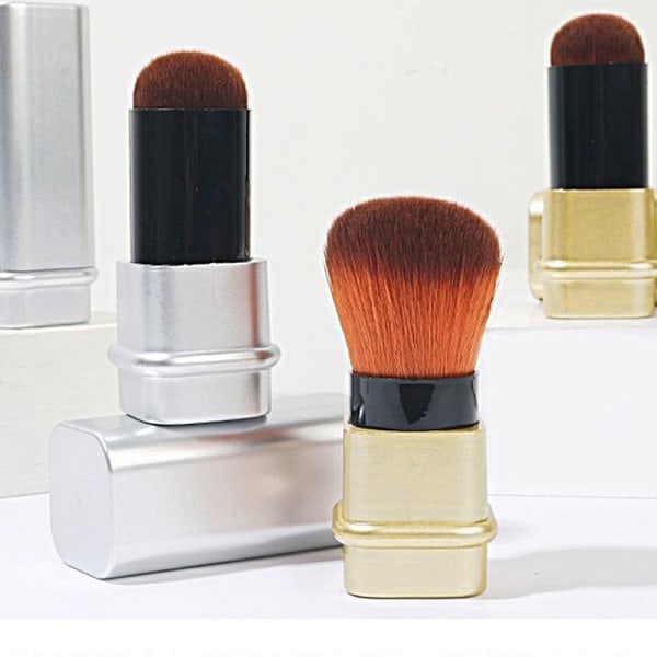 Retractable Cosmetic Powder Blush Contour Foundation Brush Tool Gold onesize Gold onesize